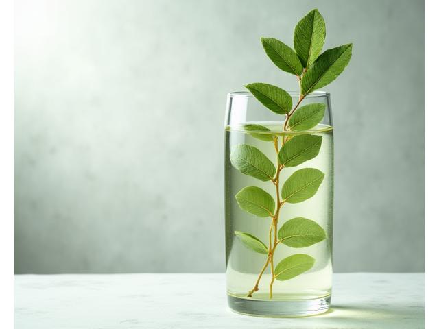グリセリン溶液に浸されたしなやかな葉と花