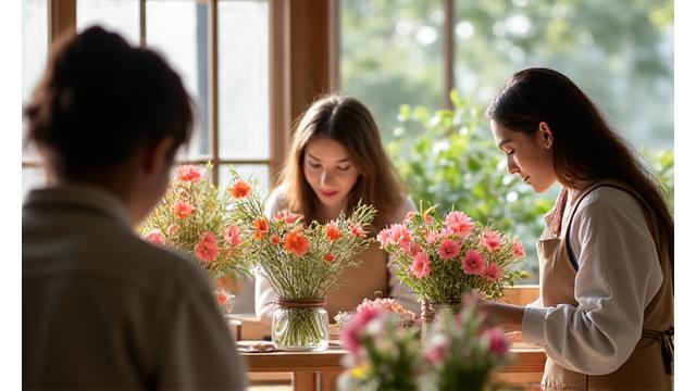 アトリエで開催されるワークショップで講師が生徒を熱心に指導している。